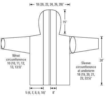 The shape and dimensions of the hooded coat.