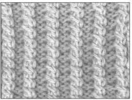 Two-stitch twists worked in a rib pattern.