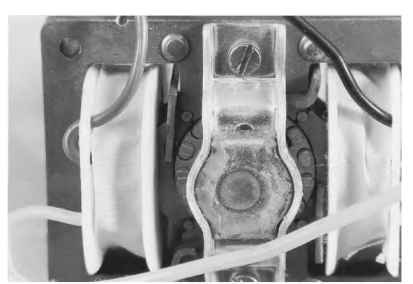 Shaded-pole synchronous motor, induction rotor end.