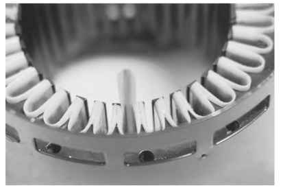 Stator core assembly ready for coil insertion. Stator core assembly ready for coil insertion.