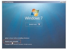 To create a VHD and install Windows 7 on it, choose Repair Your Computer.