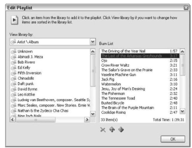 Change the order of tracks in this dialog box.