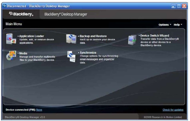 BlackBerry Desktop Manager under Windows.