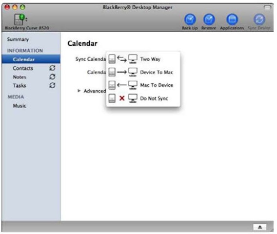 Decide which direction synchronization follows (on the Mac).