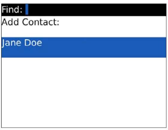 The Contacts screen after adding a contact.