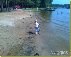 Aaron on beach at lake