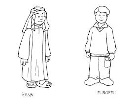 Vestuarios Arabia y Europa para colorear