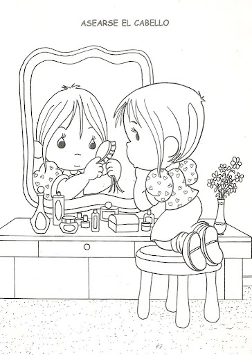 girl combing, free coloring pages
