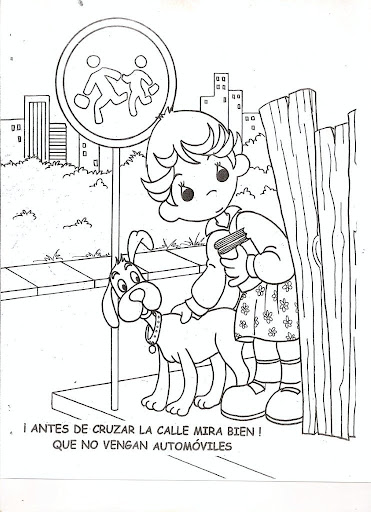 Before crossing the street look both ways, free coloring pages