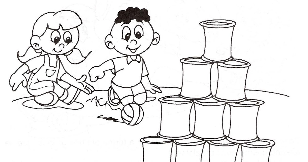 Pinto Dibujos Boliche con latas para colorear