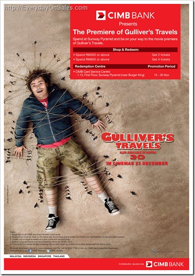 Gullivers Travel CIMB Free Tickets
