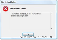 file upload failed in widows live writer picasaweb