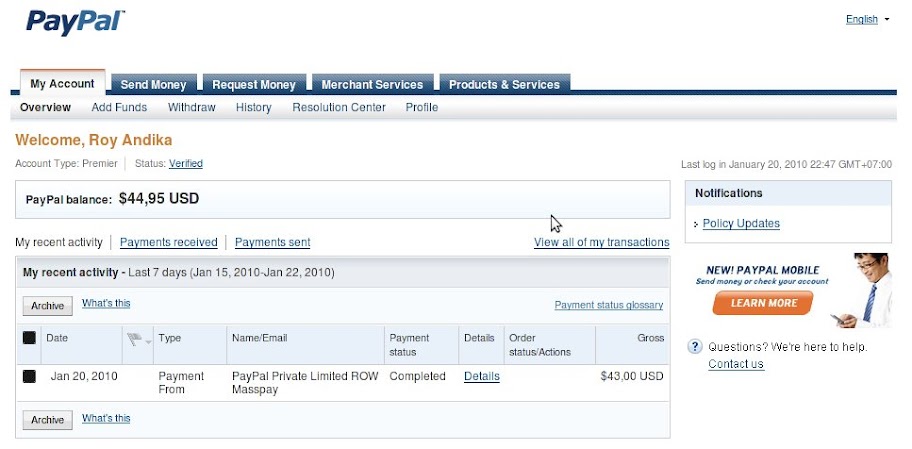 Pembayaran oleh Paypal Wishlist