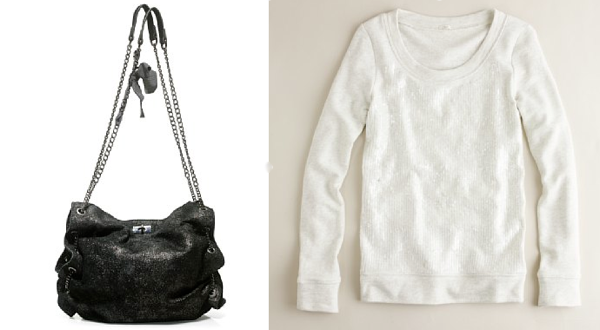J.Crew Coquette Hobo and Sequin Sweatshirt