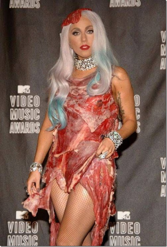 Lady Gaga e seu vestido feito de Carne (9)