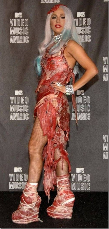 Lady Gaga e seu vestido feito de Carne (5)