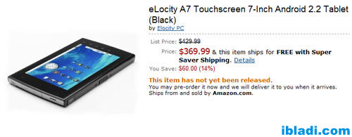 eLocity A7 Android 2.2 tablet