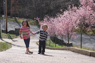 Reagan and Quinn in our driveway.