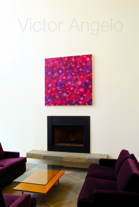 Victor Angelo pink painting sofas interior design