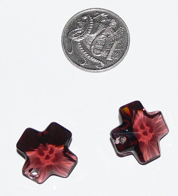 Crystal Cross Pendant Burgundy - Swarovski