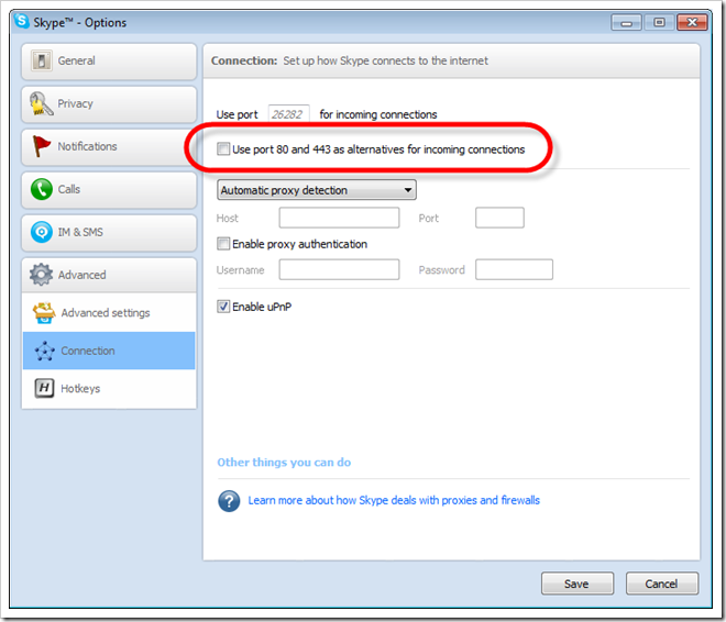 Skype port 80 usage