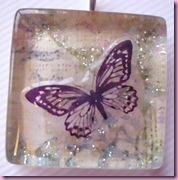 Butterfly glass tile pendant