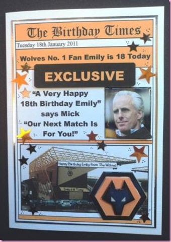 Wolverhampton Wanderers card Wolverhampton Wanderers card