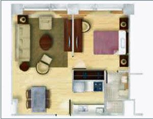 Grand Cenia 1 Bedroom Unit Floor Plan
