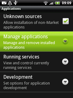 Android manage applications