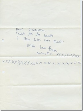 Kabuki's Letter to Grandmother on Snoopy