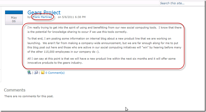 SharePoint 2010 My Site Blog Post SharePoint 2010 My Site Blog Post
