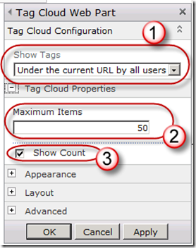 SharePoint 2010 Tag Cloud web part options SharePoint 2010 Tag Cloud web part options