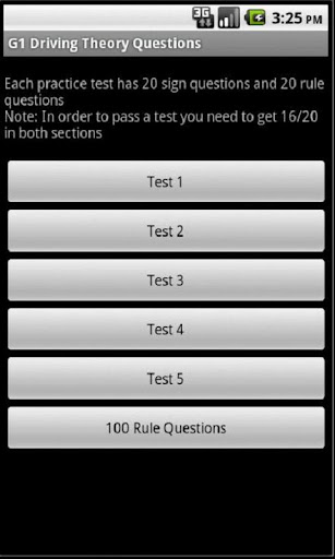 G1 Driving Theory Questions