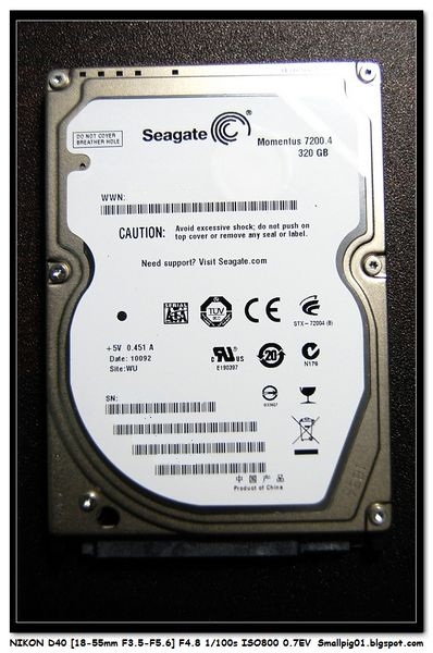 SEAGATE Momentus7200.4 320GB 7200轉 ST9320423AS 2.5吋 內接式硬碟