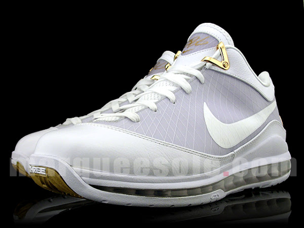 Real Nike Air Max LeBron VII Low 8211 White and Gold Sample