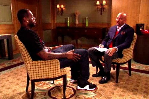 James Rocking Nike Penny 2 During ABC Halftime Interview