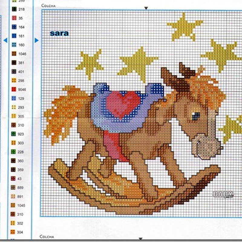 punto de cruz Caballo de madera
