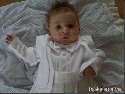 Kohen in his baptism suit