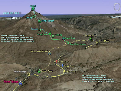 Google Earth Mt Damavand South Route
