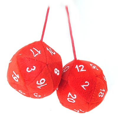 20 Sided Fuzzy Dice Danglers
