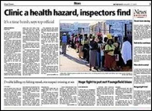 DuNoonClinic A Health Hazard Inspectors Warn Jan282010 CapeArgus page3