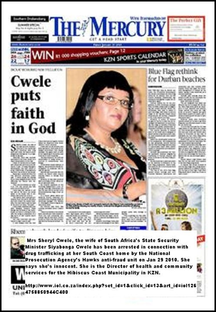 SA security minister wife Sheryl Cwele arrested for drug trafficking says she is innocent Jan292010 (2)