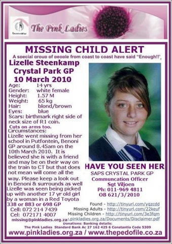 [Steenkap Lizelle Crystal Park Benoni missing from school March102010 Red Toyota abductor[5].jpg]