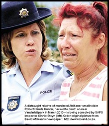 Hunter Robert Naude Vanderbijlpark AH hacked to death RELATIVE CONSOLED BY SAPS INSP KINNIE STEYN