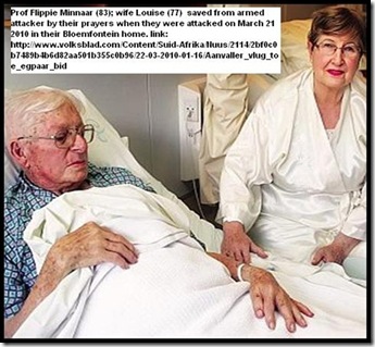 Prof Flippie Minnaar and wife Louise in hospital attack FS university Volksblad
