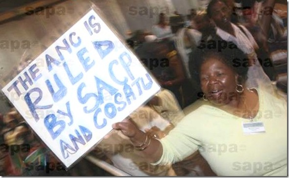 ANC is ruled by SACP and COSATU Protestor SapaPicNov12008