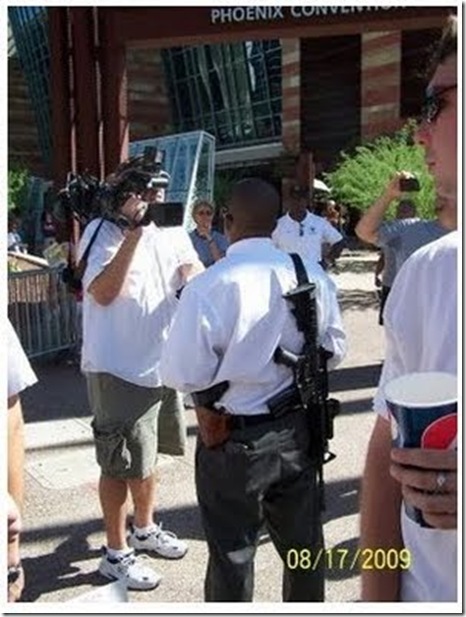 Arizona health care meet  Aug 17 2009 Armed man was black but face edited out by MSNBC