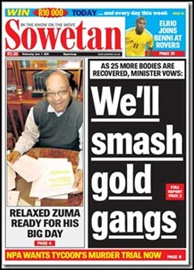 Sowetan We will Smash Gold Gangs June 3 2009