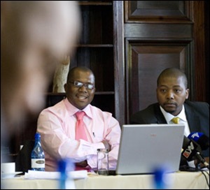 Hlophe backers Percy Gumbi_Jabu Khuluse pic Lisa Skinner MGuardian