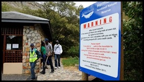 Fernkloof reserve Hermanus South Africa Warning Signs to Visitors about Security problems Dec12009